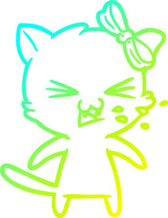 cold gradient line drawing cartoon cat