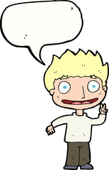 cartoon happy boy with speech bubble