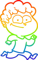 rainbow gradient line drawing cartoon happy man
