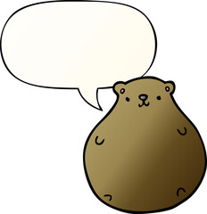 cartoon bear and speech bubble in smooth gradient style