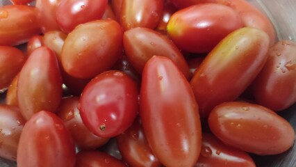 Red cherry tomatoes after wash