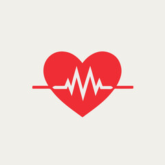 Cardiogram pulse heart icon logo design template