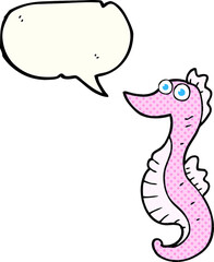 comic book speech bubble cartoon seahorse
