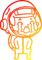 warm gradient line drawing cartoon crying astronaut