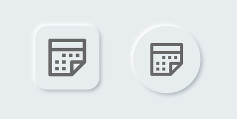 Calendar line icon in neomorphic design style. Event signs vector illustration.