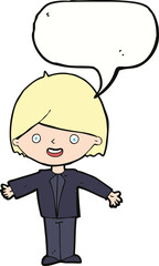 cartoon happy man with speech bubble