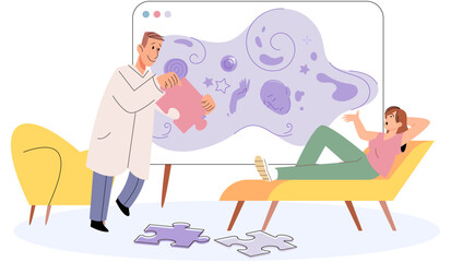 Talk therapy vector illustration. Healthcare professionals play vital role in delivering talk therapy and addressing mental health concerns Emotional well-being takes center stage in therapy sessions