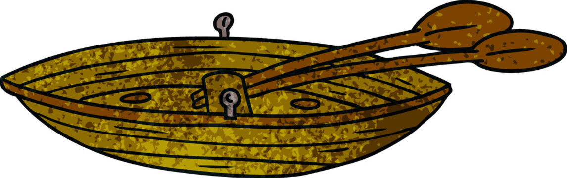 textured cartoon doodle of a wooden boat
