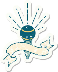 grunge sticker of tattoo style microphone