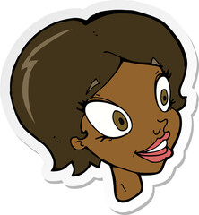 sticker of a cartoon pretty female face