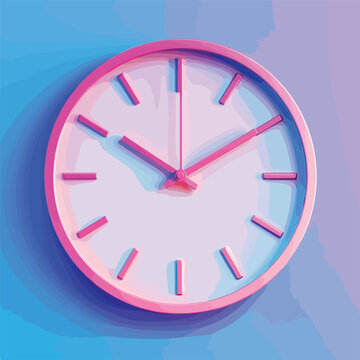 Circle clock icon. Simple 3d render illustration on vector