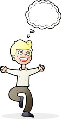 Fototapeta premium cartoon excited boy with thought bubble