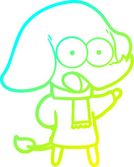 cold gradient line drawing cute cartoon elephant