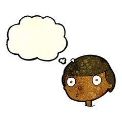 cartoon boy staring with thought bubble