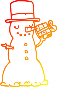 recommend clip art: warm gradient line drawing cartoon christmas snowman