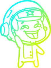 cold gradient line drawing cartoon laughing astronaut
