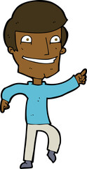 cartoon happy man pointing