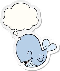 cartoon whale and thought bubble as a printed sticker