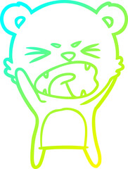 cold gradient line drawing angry cartoon bear shouting