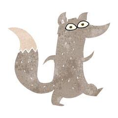 retro cartoon cute wolf