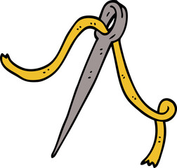 cartoon doodle needle and thread