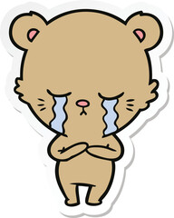 Obraz premium sticker of a crying cartoon bear