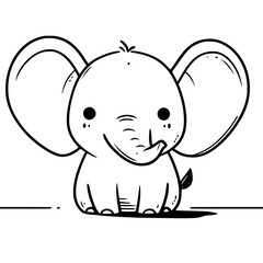 Charming Cartoon Elephant Isolated Vector, Adorable cartoon elephant vector stand alone, perfect for creative designs, digital decoration and kids projects with cheerful and friendly elements.