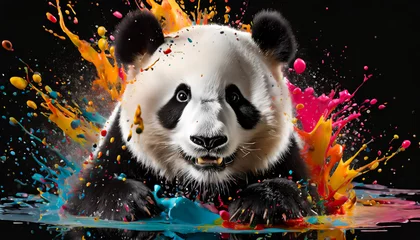 Fotobehang panda in colorful paint splash © Marco