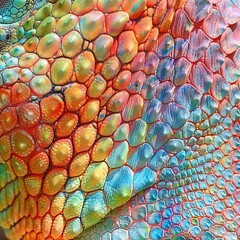 Chameleon Skin Texture Background, Colored Lizard Scales, Rainbow Reptile Skin, Iguana Leather