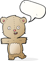 cartoon dancing teddy bear with speech bubble