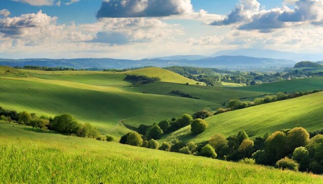 rolling hills and meadows a picturesque landscape of tranquility