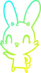cold gradient line drawing cute cartoon rabbit