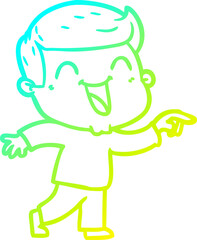 cold gradient line drawing cartoon man laughing