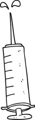 black and white cartoon medical needle