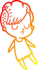 warm gradient line drawing cartoon woman