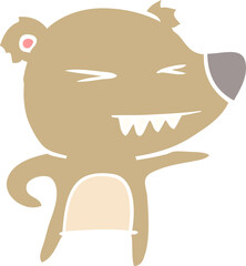 angry bear flat color style cartoon