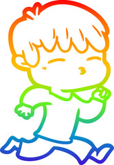 rainbow gradient line drawing cartoon curious boy