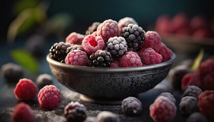 frozen mixed heirloom raspberries and blackberries