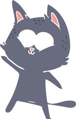 flat color style cartoon cat waving