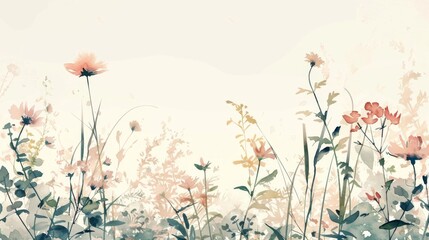 Obraz na płótnie Canvas Flower background with space for your text, watercolor illustration.