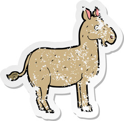 retro distressed sticker of a cartoon mule