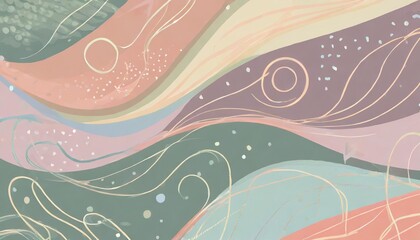 abstract background with wavy lines and shapes in pastel colours