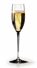 a champagne glass on a white background