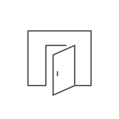 Open door line outline icon