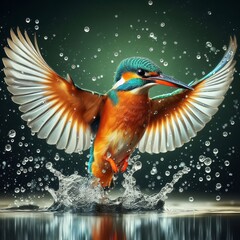 Close-up of a kingfisher in flight
