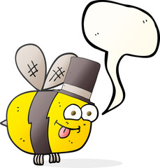speech bubble cartoon bee wearing hat