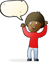 cartoon happy boy laughing with speech bubble