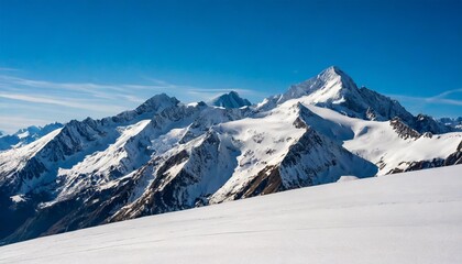 Fototapeta na wymiar snow capped peaks against a blue sky aspect raito 9 16 mobile background