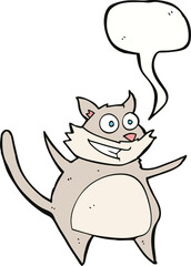 funny cartoon cat with speech bubble