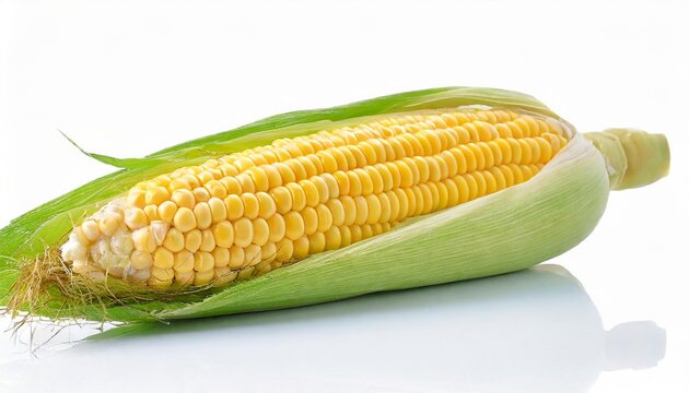 single ear of corn isolated on white background